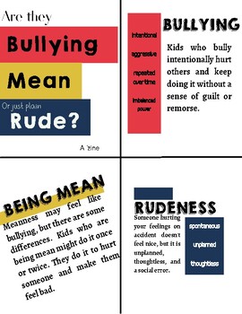 Preview of Counselling Resource Rude vs Mean vs Bullying