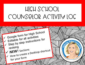 Preview of School Counselor Activity Log High School