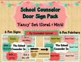 Counselor Door Sign "Fancy" Set {Coral & Mint} 
