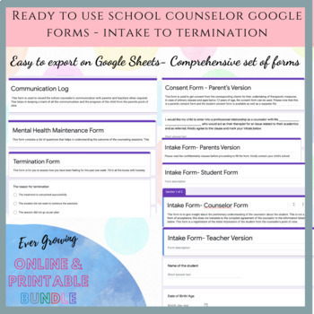 Preview of Counselor Forms- Google Forms-School Counseling Resources