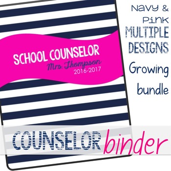 Preview of Counselor Binder Navy and Pink