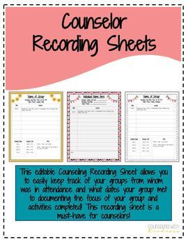 Preview of Counselor Recording Sheet 
