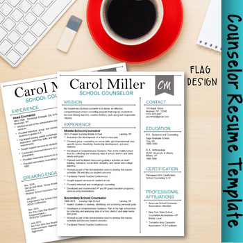 Preview of Counselor Resume Template--Flag Design