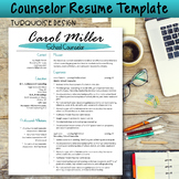 Counselor Resume Template--Turquoise Design