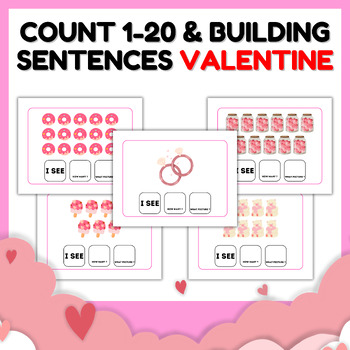 Preview of Count 1-20 & Building Sentences l Valentines Day Speech Therapy Activity Special