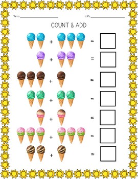 count add math worksheet summer themed by hollaforlearning tpt