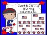 Count And Clip 1-12 USA Flag FREE