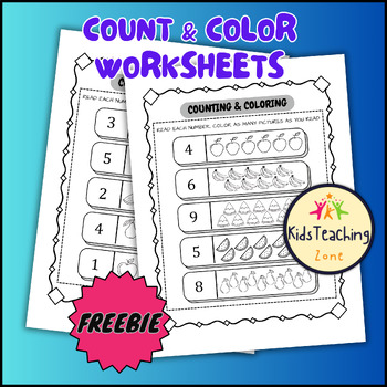 Preview of Count And Color Worksheets | Coloring Pictures by Counting Numbers