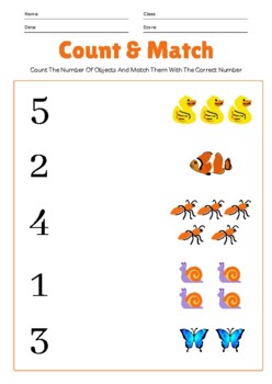 Preview of Count And Match Objects With Numbers Worksheet (1-5)
