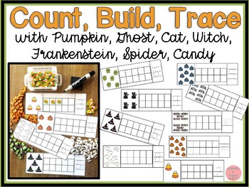 Preview of Count, Build, Trace Numbers to 10 with Pumpkin, Ghost, Cat, Witch and MORE!