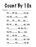Count By Tens Practice Worksheets - Missing Numbers