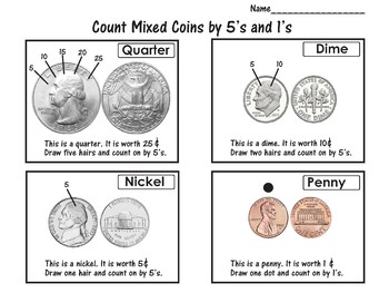 Preview of Count Coins by Fives and Ones
