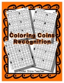 Count & Color Money / Coin Work Sheets - Penny Dime Quarte
