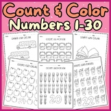 Count & Color Numbers 1-30 Coloring Pages Activity