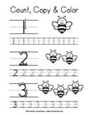 Count, Copy & Color • Bee Themed Number Tracing from 1 to 5