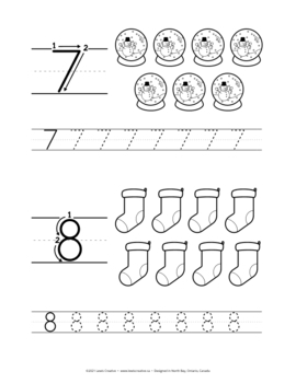 Count, Copy & Color • Christmas Themed Number Tracing from 1 to 10