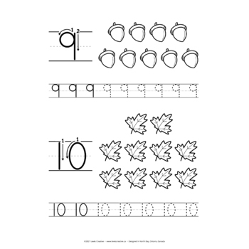 Count, Copy & Color • Fall Themed Number Tracing from 1 to 10 by Lewis ...
