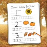 Count, Copy & Color • Fall Themed Number Tracing from 1 to 10