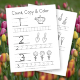 Count, Copy & Color • Spring Themed Number Tracing from 1 