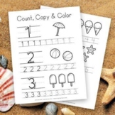 Count, Copy & Color • Summer Themed Number Tracing from 1 to 5