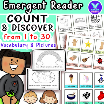 Preview of Count & Discover From 1-30 Math Emergent Reader Kindergarten NO PREP Activities