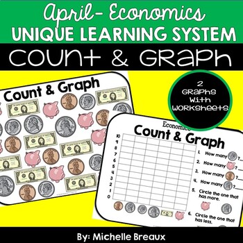 Preview of Count & Graph Unique Learning System Task Box- April Unit 23 Economics