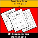 Count How Many ,  Cut and Paste , numbers 1-9 Kindergarten