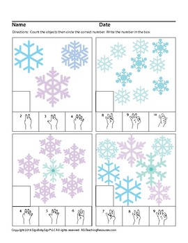 Preview of Count How Many Snowflakes, ASL Sign Language