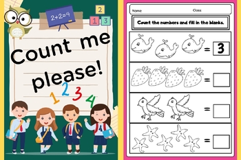 Preview of Count Me Please - kids worksheet, children book, math exercise (30 pages)