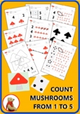 Count Mushrooms from 1 to 5. Set. 10 tasks x 5 variations + cards