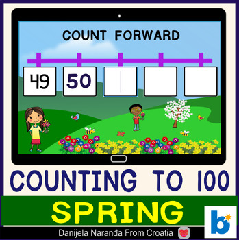 Preview of Count Numbers Forward To 100 Spring MATH Boom ™ Cards