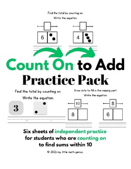 Preview of Count On Addition Subtraction Practice Sums to 10 with Part Part Whole Models