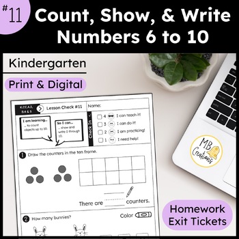 Preview of Count, Show, and Write Numbers 6 to 10 Worksheet L11 Kindergarten iReady Math