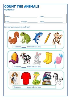 Preview of Count The Animals Activity Worksheet
