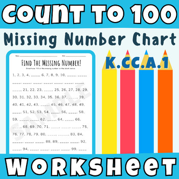 Preview of Count To 100 Chart (Fill In Missing Numbers) Printable [Kindergarten, 1st Grade]