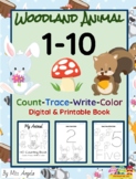 Count, Trace, Write & Color #1-10 Woodland Animals: Printa