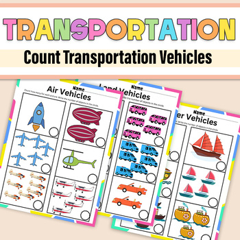 Preview of Count Transportation Vehicles Mats ( land,air, water) Special Education