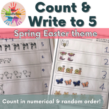 Preview of Count & Write Numbers to 5 SPRING EASTER FREEBIE Counting Forward & Back No Prep