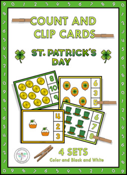 Preview of Count and Clip Cards St Patrick's March Math Numbers