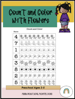 Preview of Count and Color Flowers For Preschoolers