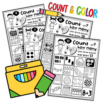 Count and Color Numbers to 20 Worksheets - Printables | TPT