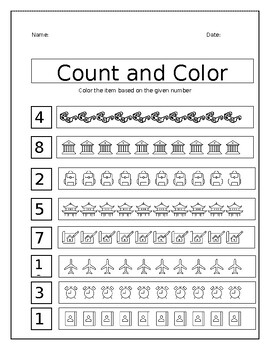 Count and Color Travel Theme by TinyTeacher06 | TPT