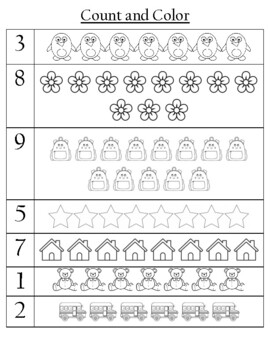 Count and Color Worksheets by Miss Kate's Creations | TPT