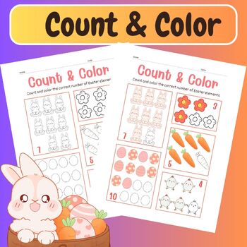 Preview of Count and Color Worksheets Easter Day Themed (Numbers 1-10)/ Printable's