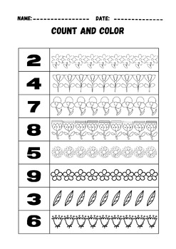 Count And Color Worksheets Numbers 1-9 Trace By Teach Learn Zone