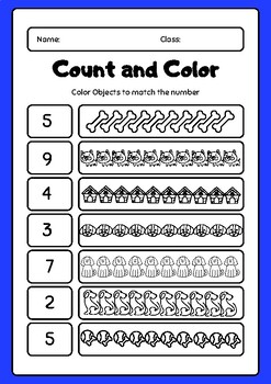 Count and Color Worksheets / Printables Kindergarten by USA Shop