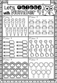 count and colour math worksheets in victorian cursive font for kindergarten
