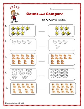 kindergarten math count and compare worksheets