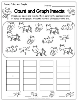 Preview of Count and Graph Insects Printable for Prekindergarten and Kindergarten