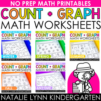 Preview of Count and Graph Kindergarten Graphing Math Worksheets THE BUNDLE
